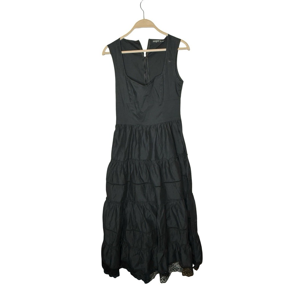 Madness National A.M.N size‎ 8 sleeveless black tiered lace dress womens